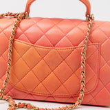 CHANEL Handbag 21P Mini Top Handle Orange Ombre Lambskin Quilted Aged Gold Hardware - Redeluxe