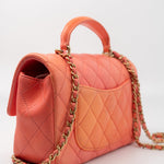 CHANEL Handbag 21P Mini Top Handle Orange Ombre Lambskin Quilted Aged Gold Hardware - Redeluxe