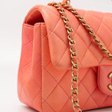 CHANEL Handbag 21P Mini Top Handle Orange Ombre Lambskin Quilted Aged Gold Hardware - Redeluxe