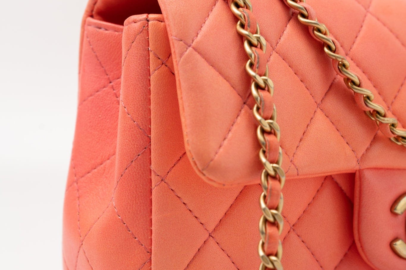 CHANEL Handbag 21P Mini Top Handle Orange Ombre Lambskin Quilted Aged Gold Hardware - Redeluxe