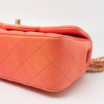 CHANEL Handbag 21P Mini Top Handle Orange Ombre Lambskin Quilted Aged Gold Hardware - Redeluxe
