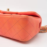 CHANEL Handbag 21P Mini Top Handle Orange Ombre Lambskin Quilted Aged Gold Hardware - Redeluxe