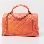 CHANEL Handbag 21P Mini Top Handle Orange Ombre Lambskin Quilted Aged Gold Hardware - Redeluxe