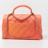 CHANEL Handbag 21P Mini Top Handle Orange Ombre Lambskin Quilted Aged Gold Hardware - Redeluxe