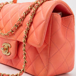CHANEL Handbag 21P Mini Top Handle Orange Ombre Lambskin Quilted Aged Gold Hardware - Redeluxe