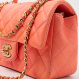 CHANEL Handbag 21P Mini Top Handle Orange Ombre Lambskin Quilted Aged Gold Hardware - Redeluxe
