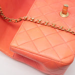 CHANEL Handbag 21P Mini Top Handle Orange Ombre Lambskin Quilted Aged Gold Hardware - Redeluxe