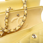 CHANEL Handbag 21P Yellow Caviar Quilted Classic Flap Small Light Gold Hardware - Redeluxe