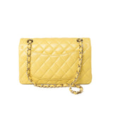 CHANEL Handbag 21P Yellow Caviar Quilted Classic Flap Small Light Gold Hardware - Redeluxe