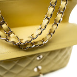 CHANEL Handbag 21P Yellow Caviar Quilted Classic Flap Small Light Gold Hardware - Redeluxe