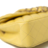 CHANEL Handbag 21P Yellow Caviar Quilted Classic Flap Small Light Gold Hardware - Redeluxe