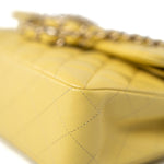 CHANEL Handbag 21P Yellow Caviar Quilted Classic Flap Small Light Gold Hardware - Redeluxe