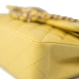 CHANEL Handbag 21P Yellow Caviar Quilted Classic Flap Small Light Gold Hardware - Redeluxe