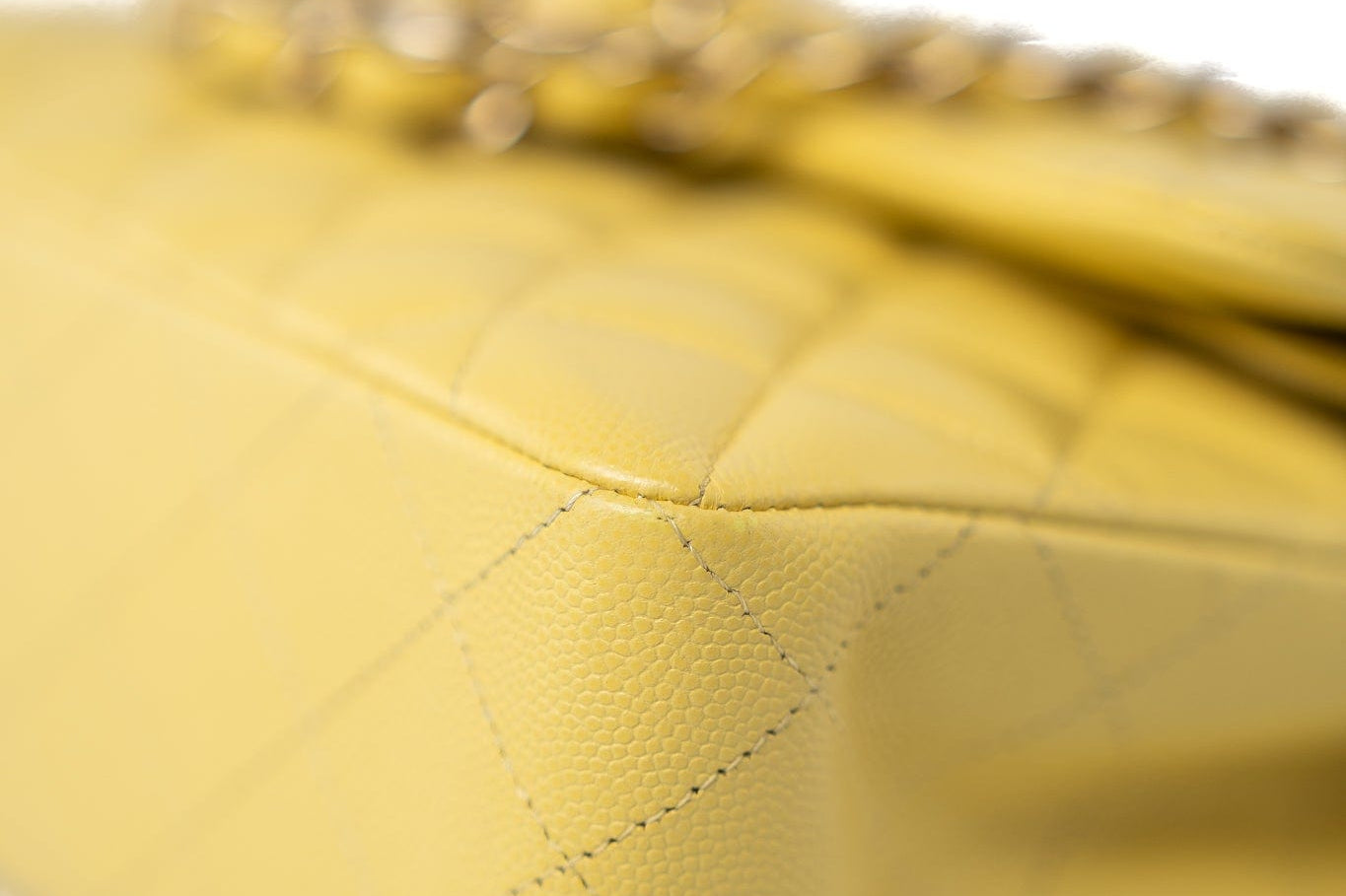 CHANEL Handbag 21P Yellow Caviar Quilted Classic Flap Small Light Gold Hardware - Redeluxe
