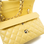 CHANEL Handbag 21P Yellow Caviar Quilted Classic Flap Small Light Gold Hardware - Redeluxe