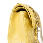 CHANEL Handbag 21P Yellow Caviar Quilted Classic Flap Small Light Gold Hardware - Redeluxe