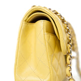 CHANEL Handbag 21P Yellow Caviar Quilted Classic Flap Small Light Gold Hardware - Redeluxe