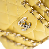 CHANEL Handbag 21P Yellow Caviar Quilted Classic Flap Small Light Gold Hardware - Redeluxe