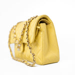 CHANEL Handbag 21P Yellow Caviar Quilted Classic Flap Small Light Gold Hardware - Redeluxe