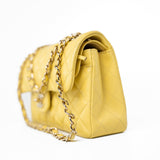CHANEL Handbag 21P Yellow Caviar Quilted Classic Flap Small Light Gold Hardware - Redeluxe