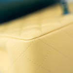CHANEL Handbag 21P Yellow Lambskin Quilted Mini Rectangular Single Flap Blue Interior / Rainbow Hardware - Redeluxe
