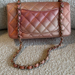 CHANEL Handbag 21S Chanel Metallic Rose Gold Calfskin Quilted Mini Rectangular Single Flap LGHW - Redeluxe