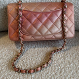 CHANEL Handbag 21S Chanel Metallic Rose Gold Calfskin Quilted Mini Rectangular Single Flap LGHW - Redeluxe