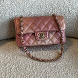 CHANEL Handbag 21S Chanel Metallic Rose Gold Calfskin Quilted Mini Rectangular Single Flap LGHW - Redeluxe
