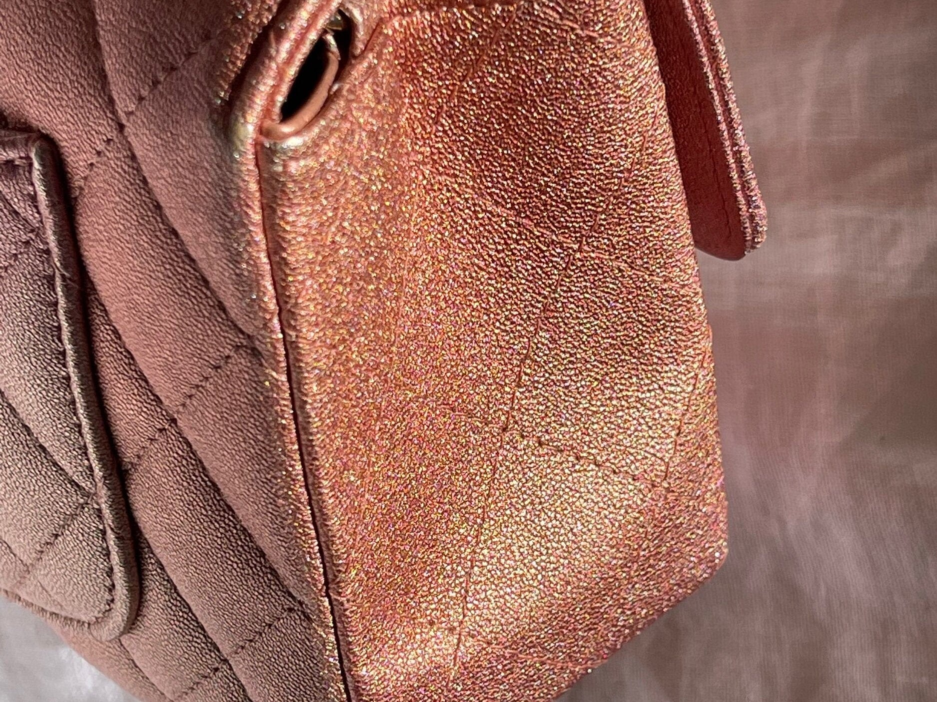 CHANEL Handbag 21S Chanel Metallic Rose Gold Calfskin Quilted Mini Rectangular Single Flap LGHW - Redeluxe