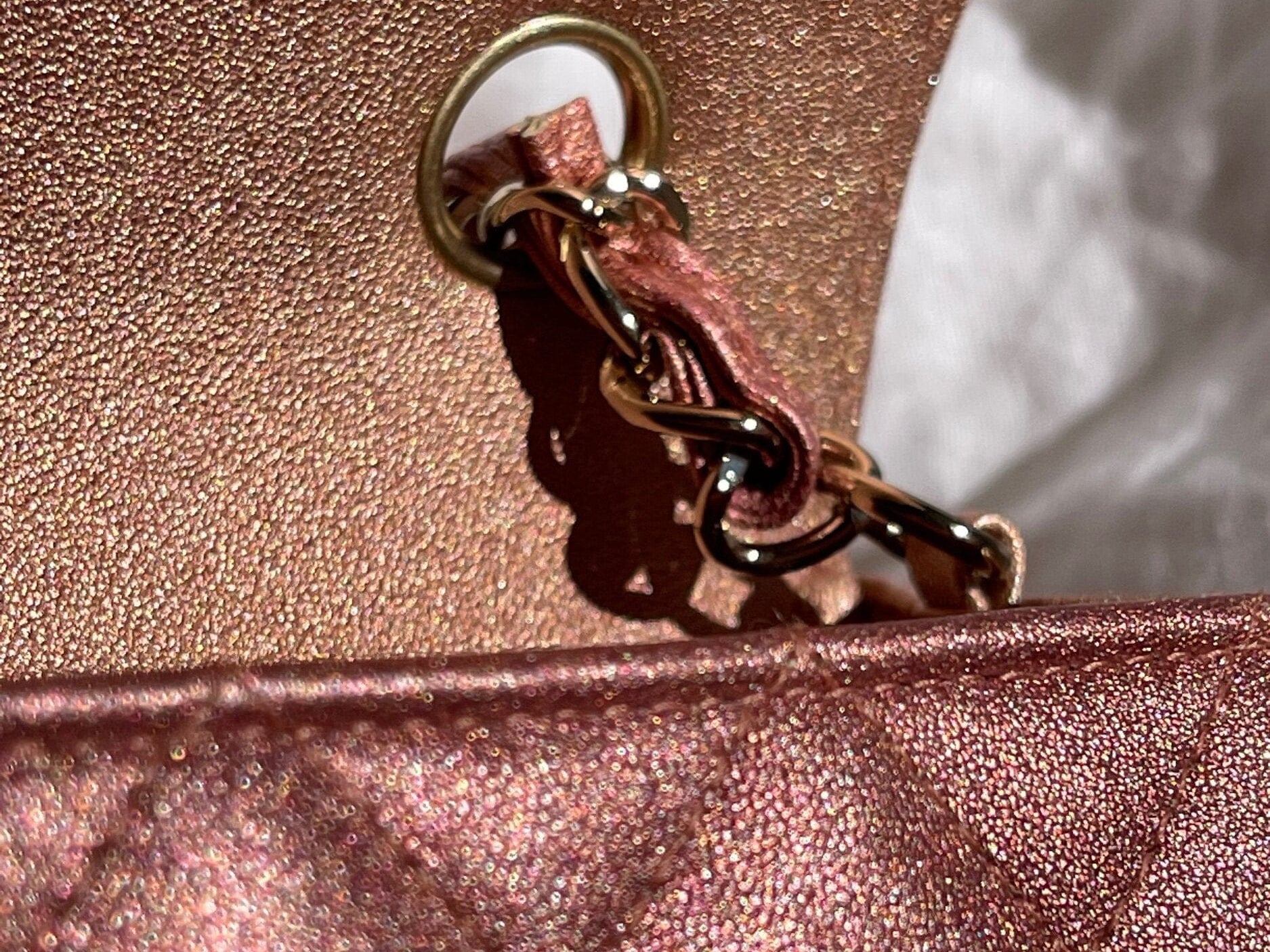 CHANEL Handbag 21S Chanel Metallic Rose Gold Calfskin Quilted Mini Rectangular Single Flap LGHW - Redeluxe