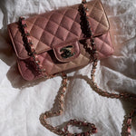 CHANEL Handbag 21S Chanel Metallic Rose Gold Calfskin Quilted Mini Rectangular Single Flap LGHW - Redeluxe