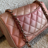 CHANEL Handbag 21S Chanel Metallic Rose Gold Calfskin Quilted Mini Rectangular Single Flap LGHW - Redeluxe