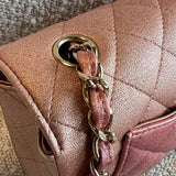 CHANEL Handbag 21S Chanel Metallic Rose Gold Calfskin Quilted Mini Rectangular Single Flap LGHW - Redeluxe