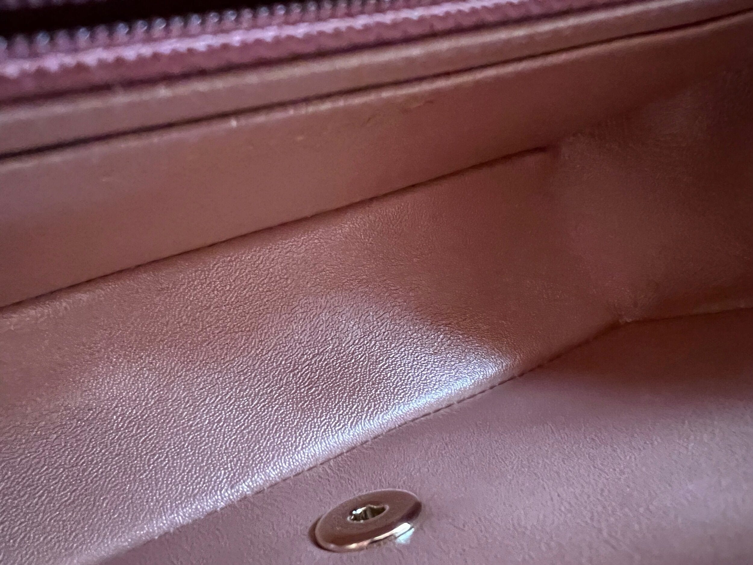 CHANEL Handbag 21S Chanel Metallic Rose Gold Calfskin Quilted Mini Rectangular Single Flap LGHW - Redeluxe