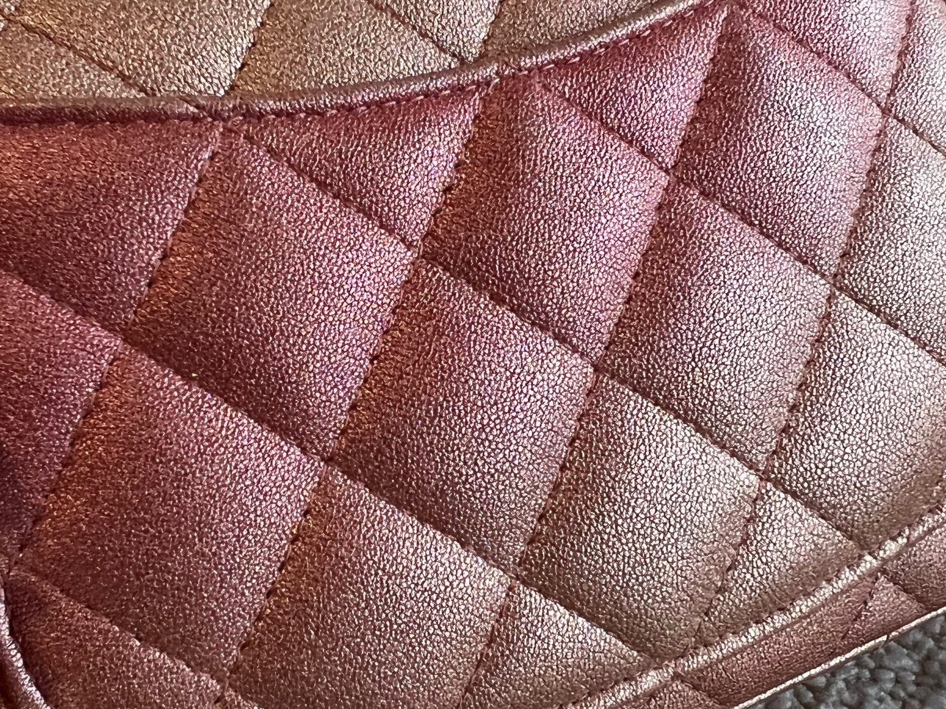 CHANEL Handbag 21S Chanel Metallic Rose Gold Calfskin Quilted Mini Rectangular Single Flap LGHW - Redeluxe