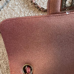 CHANEL Handbag 21S Chanel Metallic Rose Gold Calfskin Quilted Mini Rectangular Single Flap LGHW - Redeluxe