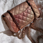 CHANEL Handbag 21S Chanel Metallic Rose Gold Calfskin Quilted Mini Rectangular Single Flap LGHW - Redeluxe