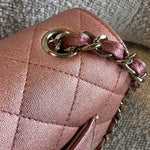 CHANEL Handbag 21S Chanel Metallic Rose Gold Calfskin Quilted Mini Rectangular Single Flap LGHW - Redeluxe