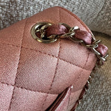 CHANEL Handbag 21S Chanel Metallic Rose Gold Calfskin Quilted Mini Rectangular Single Flap LGHW - Redeluxe