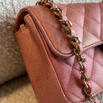 CHANEL Handbag 21S Chanel Metallic Rose Gold Calfskin Quilted Mini Rectangular Single Flap LGHW - Redeluxe