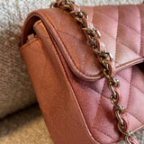 CHANEL Handbag 21S Chanel Metallic Rose Gold Calfskin Quilted Mini Rectangular Single Flap LGHW - Redeluxe