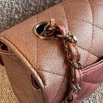 CHANEL Handbag 21S Chanel Metallic Rose Gold Calfskin Quilted Mini Rectangular Single Flap LGHW - Redeluxe