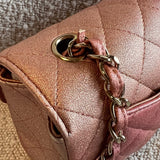 CHANEL Handbag 21S Chanel Metallic Rose Gold Calfskin Quilted Mini Rectangular Single Flap LGHW - Redeluxe
