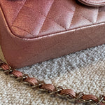CHANEL Handbag 21S Chanel Metallic Rose Gold Calfskin Quilted Mini Rectangular Single Flap LGHW - Redeluxe