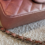 CHANEL Handbag 21S Chanel Metallic Rose Gold Calfskin Quilted Mini Rectangular Single Flap LGHW - Redeluxe