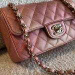 CHANEL Handbag 21S Chanel Metallic Rose Gold Calfskin Quilted Mini Rectangular Single Flap LGHW - Redeluxe
