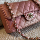 CHANEL Handbag 21S Chanel Metallic Rose Gold Calfskin Quilted Mini Rectangular Single Flap LGHW - Redeluxe