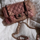 CHANEL Handbag 21S Chanel Metallic Rose Gold Calfskin Quilted Mini Rectangular Single Flap LGHW - Redeluxe