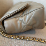 CHANEL Handbag 21S Large Beige/Gold Lambskin Quilted 19 Flap Mixed Hardware - Redeluxe