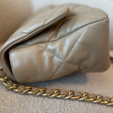 CHANEL Handbag 21S Large Beige/Gold Lambskin Quilted 19 Flap Mixed Hardware - Redeluxe